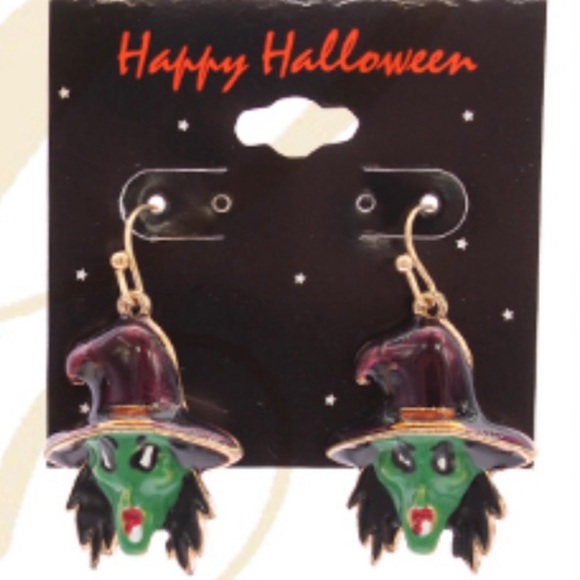 🎃 Halloween Witch Gold Earrings NEW - Picture 2 of 3